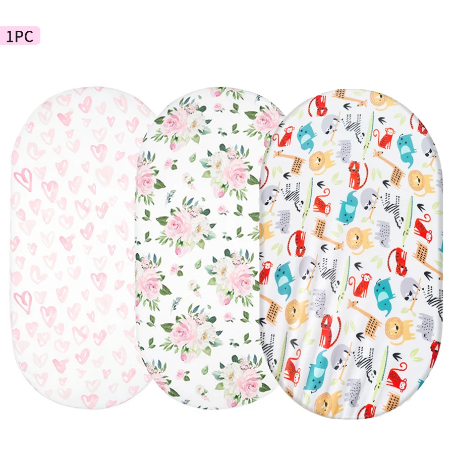 1Pc Baby Crib Sheet, Suitable for Rectangular and Oval-Shaped Beds, Washable, Machine Washable, with Exquisite Printed Cartoon Patterns, Newborn Crib Bedding, Perfect Baby Shower Gift.