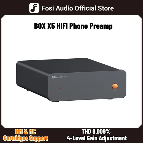 Preamplificador de Phono HIFI Fosi Audio BOX X5, Mini preamplificador de Audio doméstico para tocadiscos de cartucho MM/MC, preamplificador RIAA compacto con V3