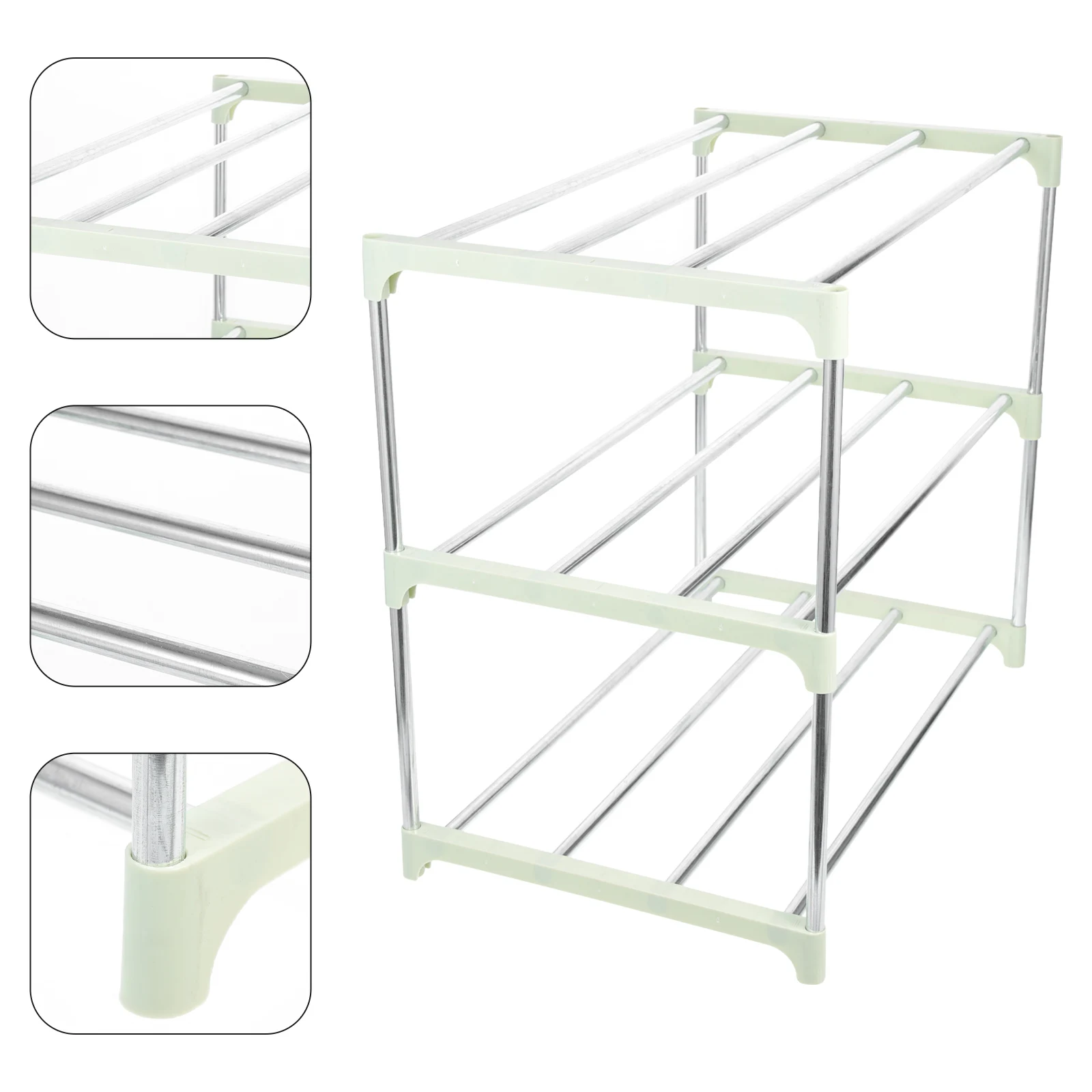 

Stainless Steel 3-tier Shoe Rack Compact Size Premium Quality Multi-layer Shoes Stand Storage Shelf Entryway Holder
