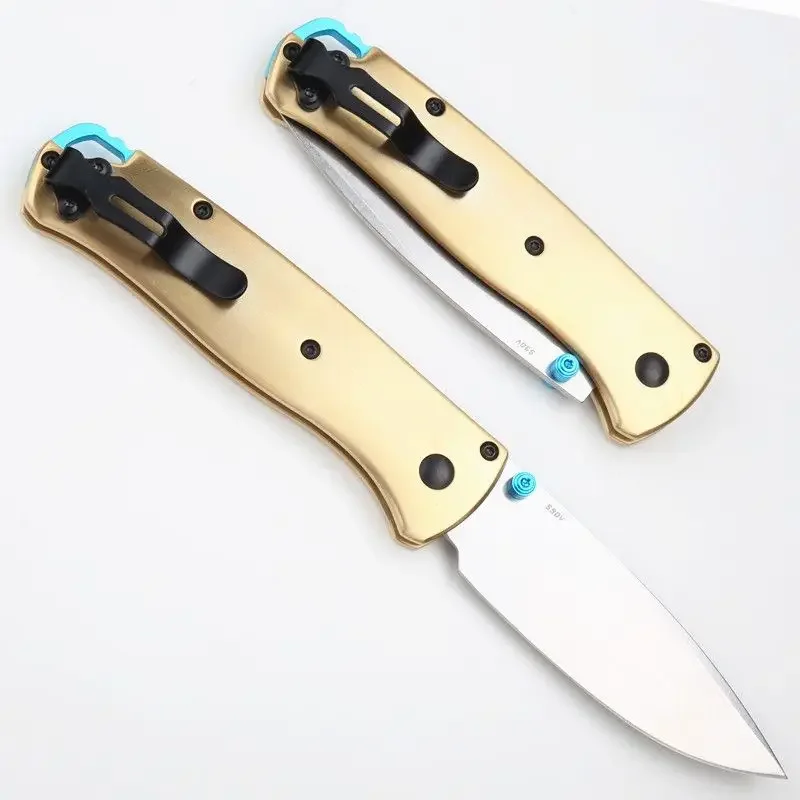Butterfly BM535 Pocket Folding Knife Stonewash S30V Blade Flax/Brass Cuprum Handle Tactical Self Defense Hunting EDC Tool Knives