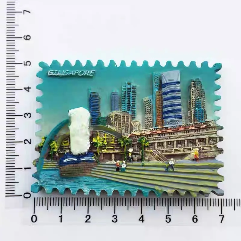 Singapore Tourist Souvenir Fridge Magnet 3D Resin Merlion Landmark Collection Decorative Refrigerator Magnet Gift