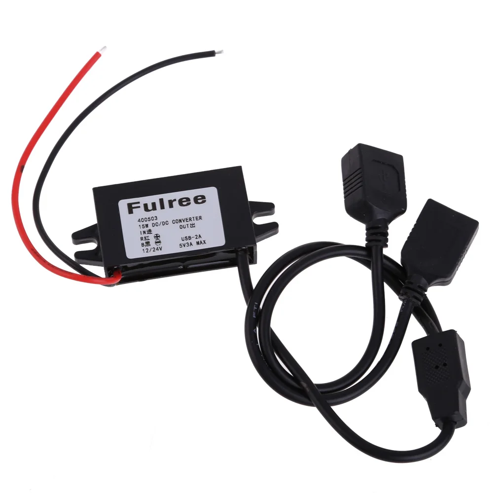 DC 12V 24V To 5V DC Car Power Converter 3A Power Adapter Buck Converter Waterproof DC-DC Step Down Module for Mobile Phones