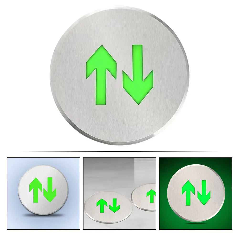 Luminous Exit Sign Stainless Steel Bidirectional Arrow Floor Sign For Emergency Firefighting Safety Indicator Exit Signs