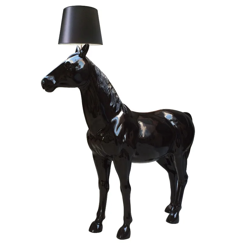 Nordic large animal decorative sculpture horse floor lamp hotel shopping mall living room decorative handicrafts ornament lamp