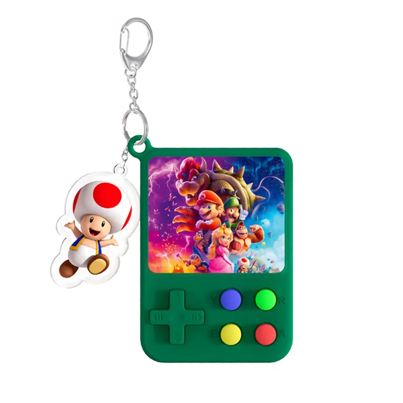 Super Mario Game Pendant Cartoon anime figure Mario Keychain Silicone Game Console Keychains Charm boys girls birthday gifts