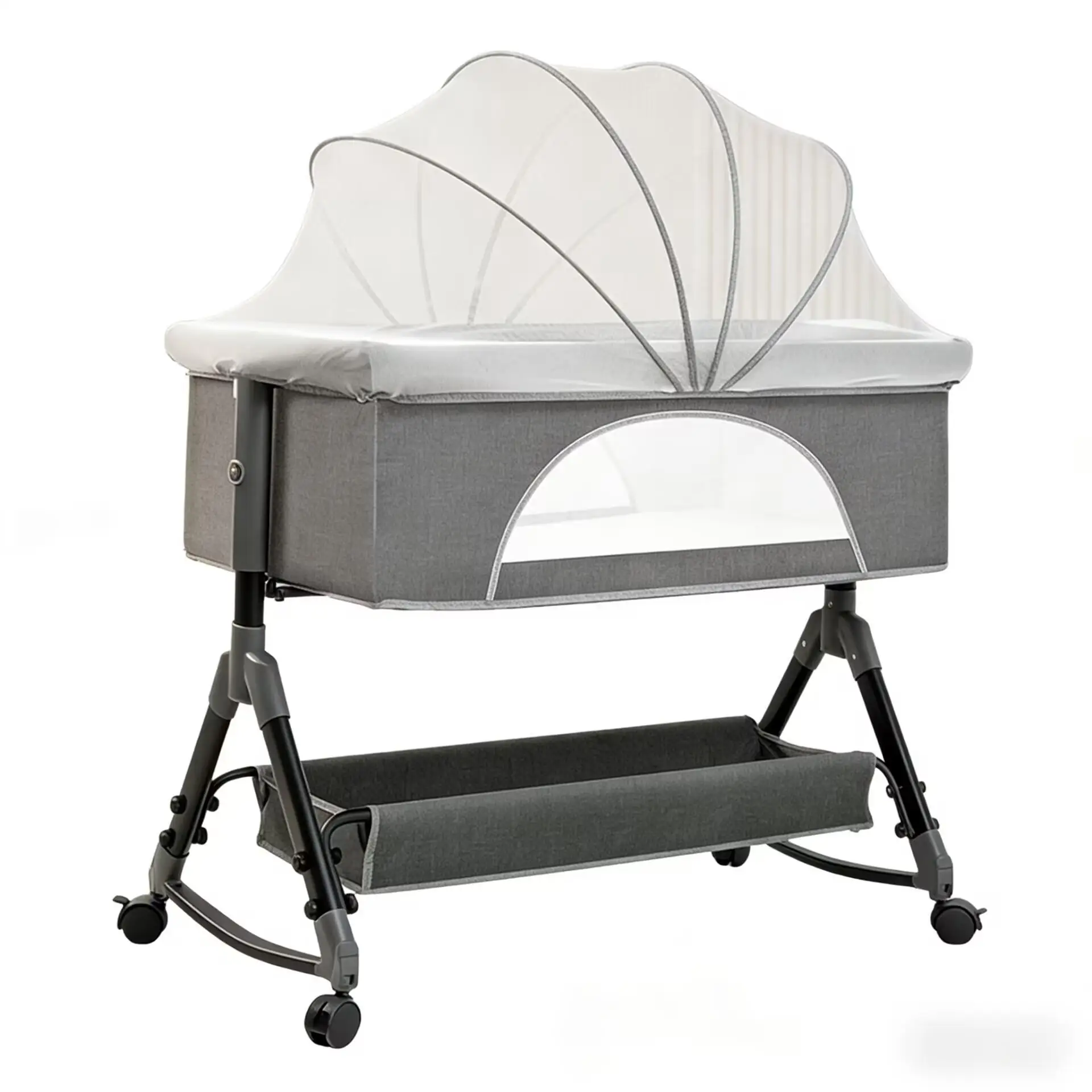 Cuna Portátil para Bebé, Cuna Plegable con Altura Ajustable, Cuna Móvil para Junto a la Cama