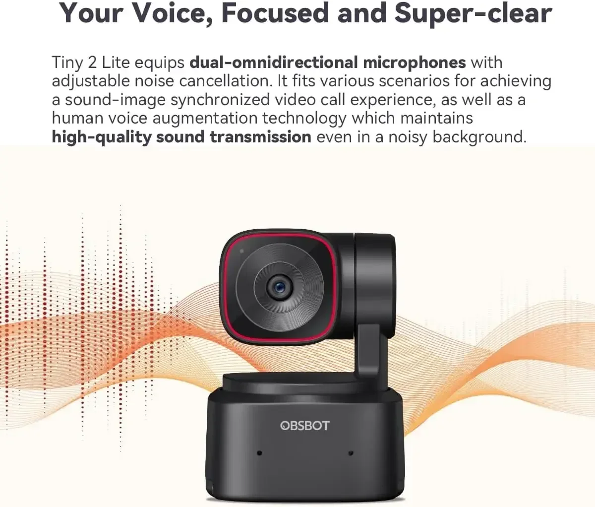 Tiny 2 Lite 4K PTZ Webcam AI Tracking 1080p@60fps HDR with Mic Privacy Cover