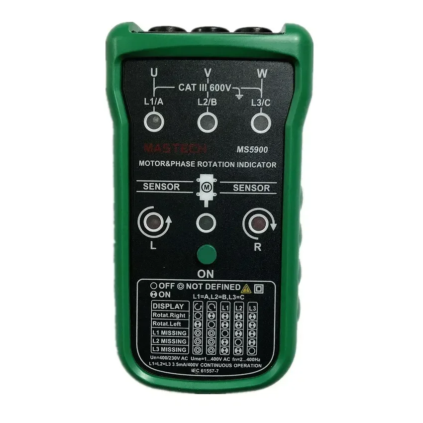 MS5900 LED Field Indicator Phase Rotation Tester 3 Motor Meter Sequence Tester Non-contact Rotary LCD Multimeter