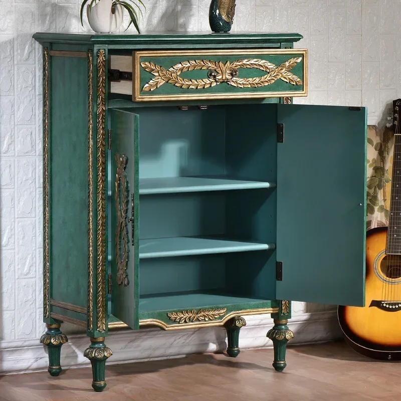 A Retro And Old Two-door Dining Side Decorative Entrance Cabinet Shoe Cabinet Ultra-thin Multi-layer Shoe