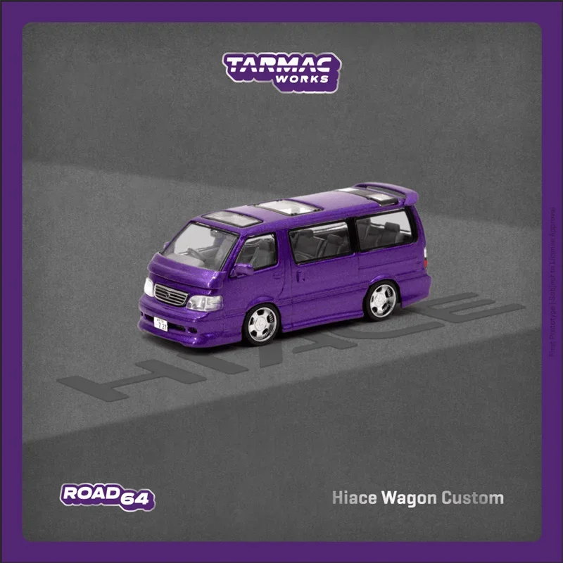 

** Предзаказ ** Tarmac работает 1:64 Hiace Wagon Custom фиолетовый литая модель автомобиля