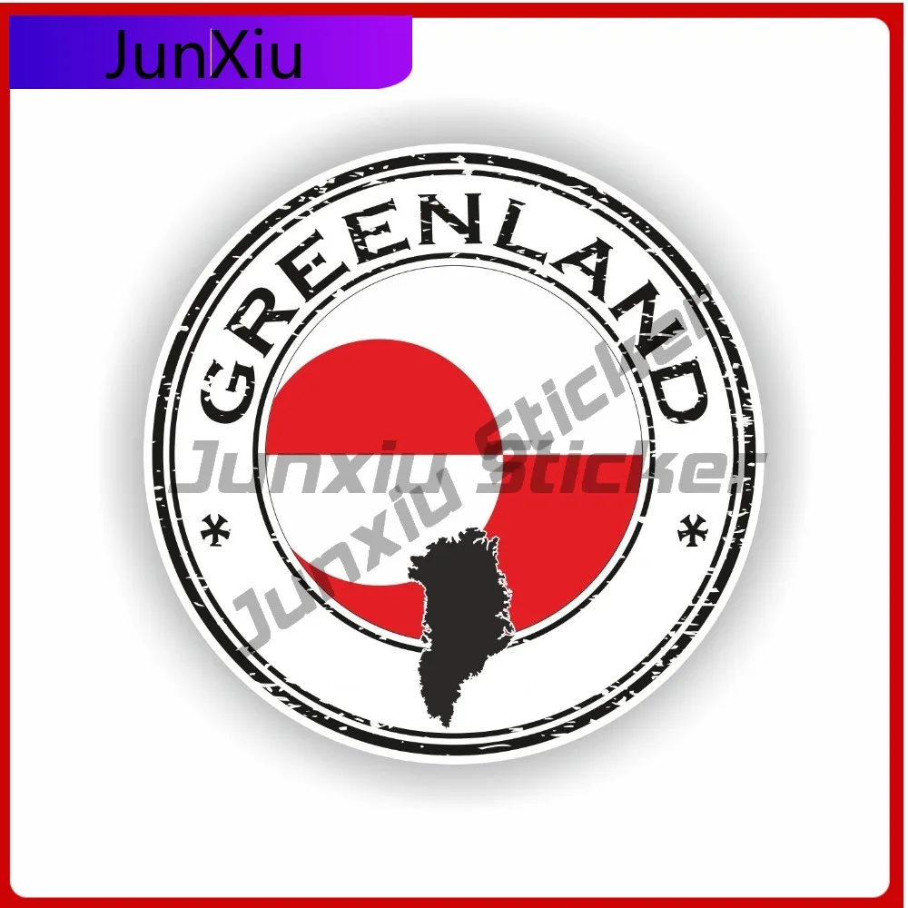 

Greenland Round Flag Unique Best Gift Vinyl Aesthetic Bumper Decal Sticker Waterproof Car Laptop Window Auto Exterior Decor