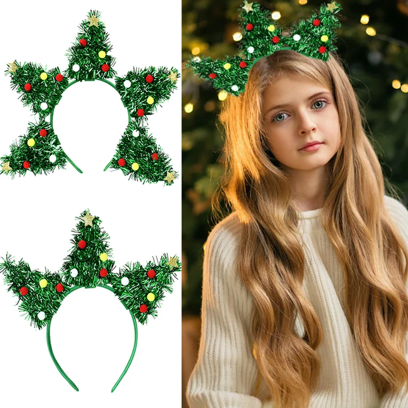 

Christmas Tree Headwear Xmas Tree Head Band Merry Christmas Decor Kids Gifts Noel Natal Navidad New Year 2025 Hair Accessories