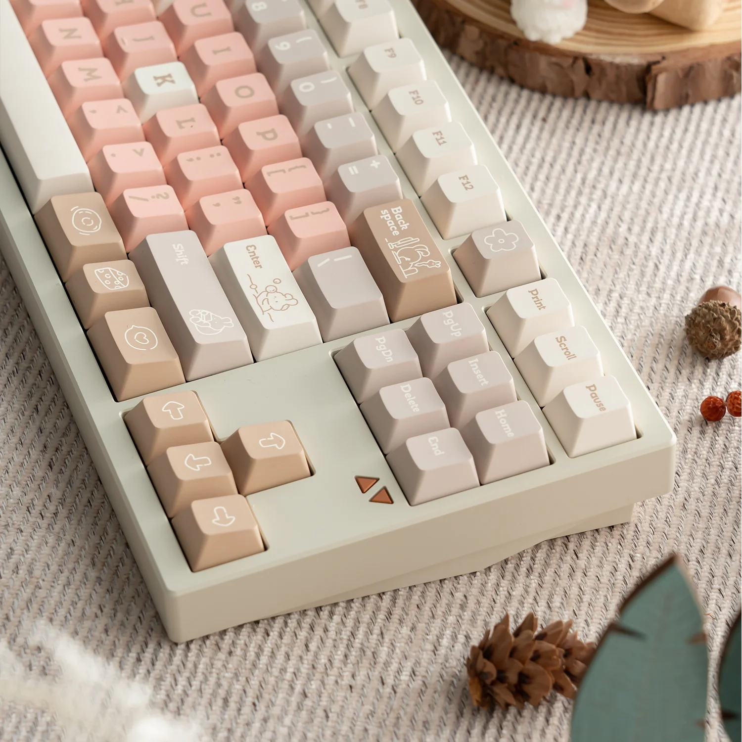 Peach Lululi Theme Keycaps Set PBT Sublimation cherry profile Keyboard Caps Custom Keycaps for Mechanical Keyboard Accessories