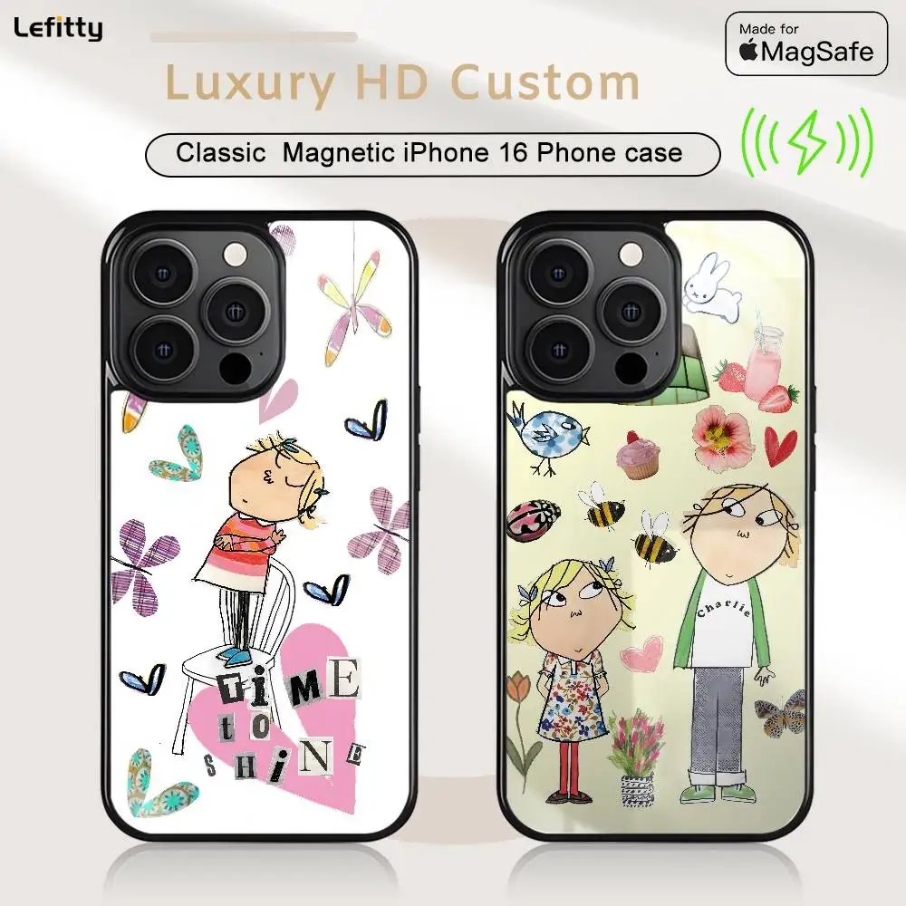 

Anime C-Charlie And L-Lola Phone Case For iPhone 16 15 14 13 12 11 Pro Max Plus Mini Wireless Charging Magnetic Hard Shell