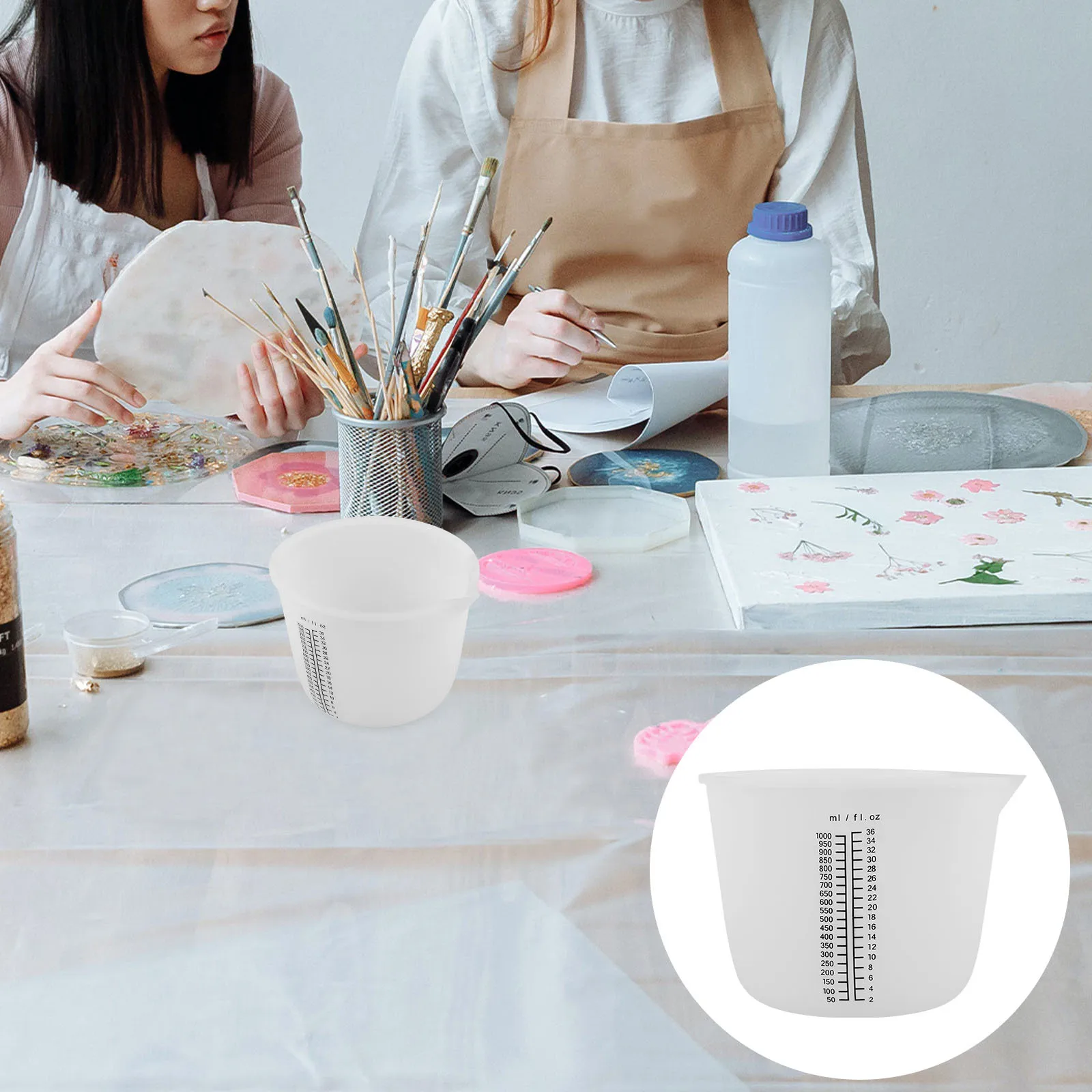 

1000Ml Silicone Measuring Cup Large Capacity Resin Mixing Cups For Diy Jewelry Making Liquid Measuring Reusable Epoxy Casting