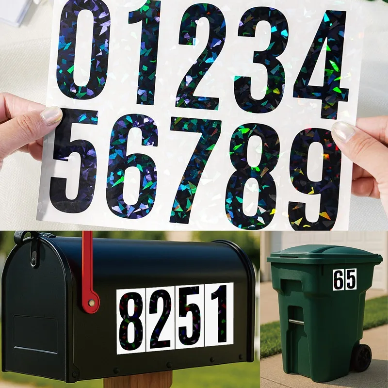 3 بوصة ملصقات أرقام رائعة سوداء فلاش أسود سهلة التعرف على ملصقات تصنيف رقم المنزل لصندوق البريد 5 أوراق #2