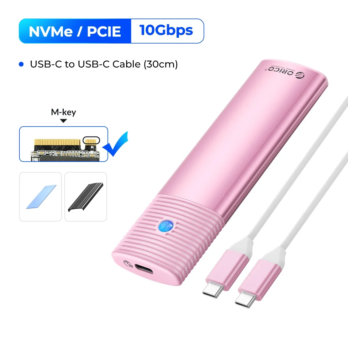 ORICO M.2 NVMe SATA SSD-behuizingsadapter Gereedschapsvrije USB C 3.2 Gen 2 10 Gbps NVMe 5 Gbps NGFF SATA PCIe met metalen koellichaam