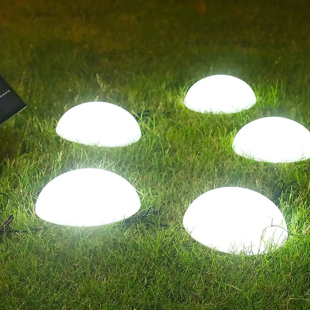 5pcs Half Ball Shaped Solar Ground Lights Weatherproof 1 Drag 5 Lawn Lamps Reusable Cobblestone Lamp Outdoor Garden Lawn