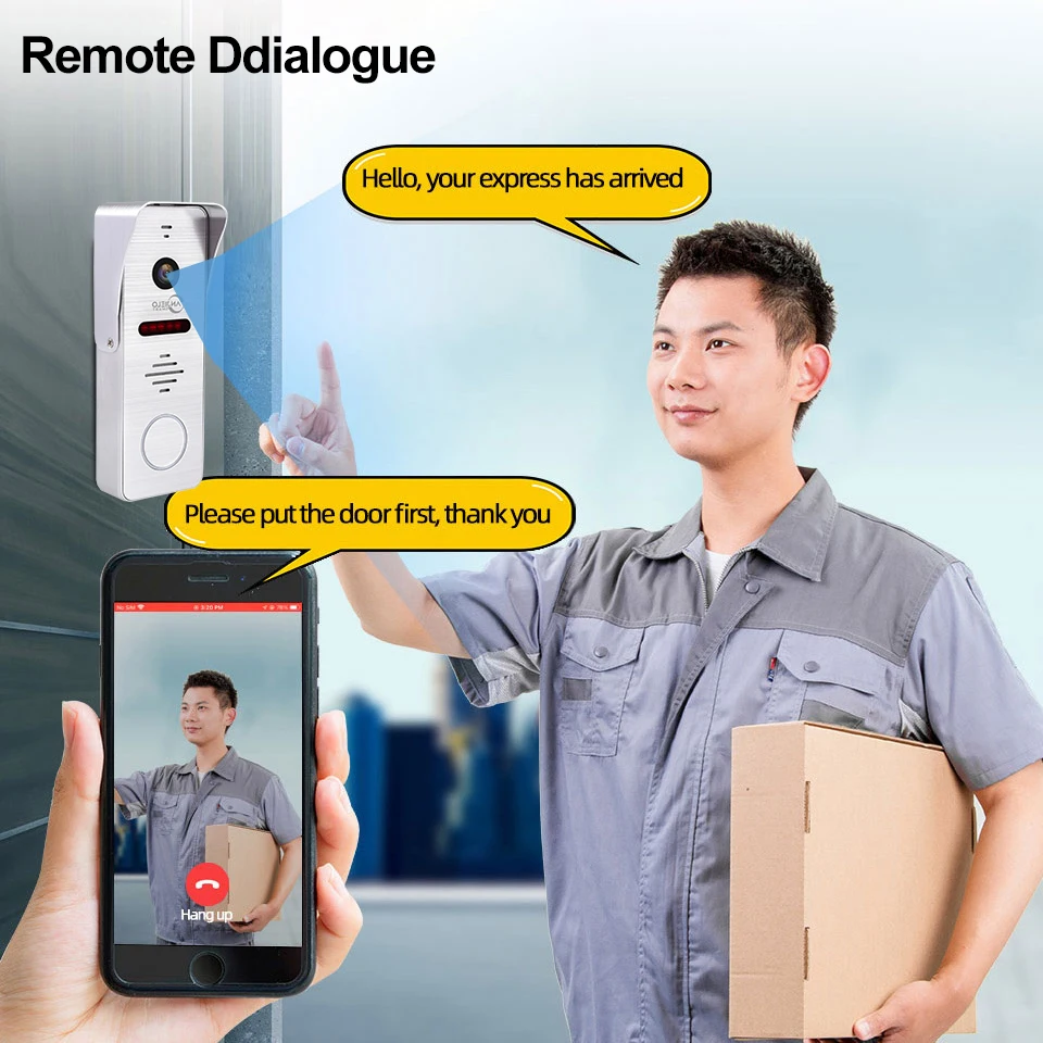 Anjielosmart Tuya อินเตอร์คอมหน้าจอสัมผัส10นิ้วออดประตูสำหรับจอมอนิเตอร์สมาร์ทโฮมประตูกล้องโลหะมุมกว้างกันน้ำ