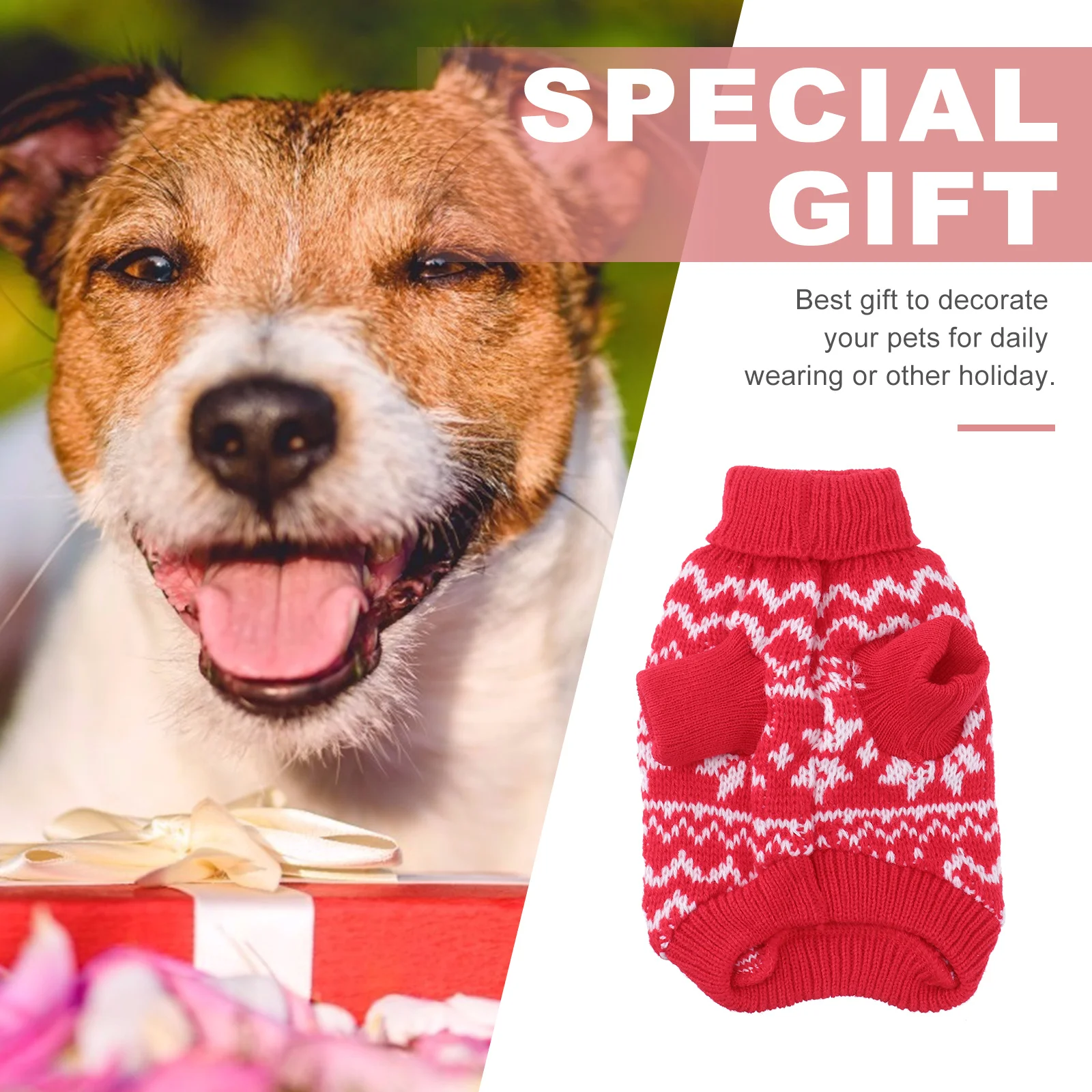 

Pet Sweater Dog Winter Coat Red M Warm Snowflake Pattern Puppy Clothes Xmas Festival Holidays Pet Sweater