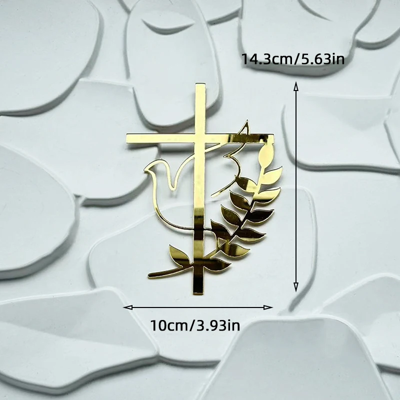 1/5 Stück Goldenes Kreuz & Taube Kuchendeckel Heilige Kommunion Dekor, Taufe Partyzubehör, Erstkommunion Kucheneinsatz Babyparty – Detail 11