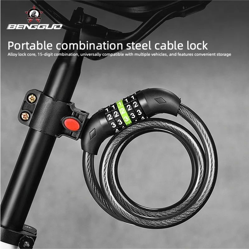 

Bicycle Lock Anti-Theft 5Digit Combination Lock with Heavy-Duty Steel Cable Lightweight Lock for MTB Road Bike Cycling Eqiupment