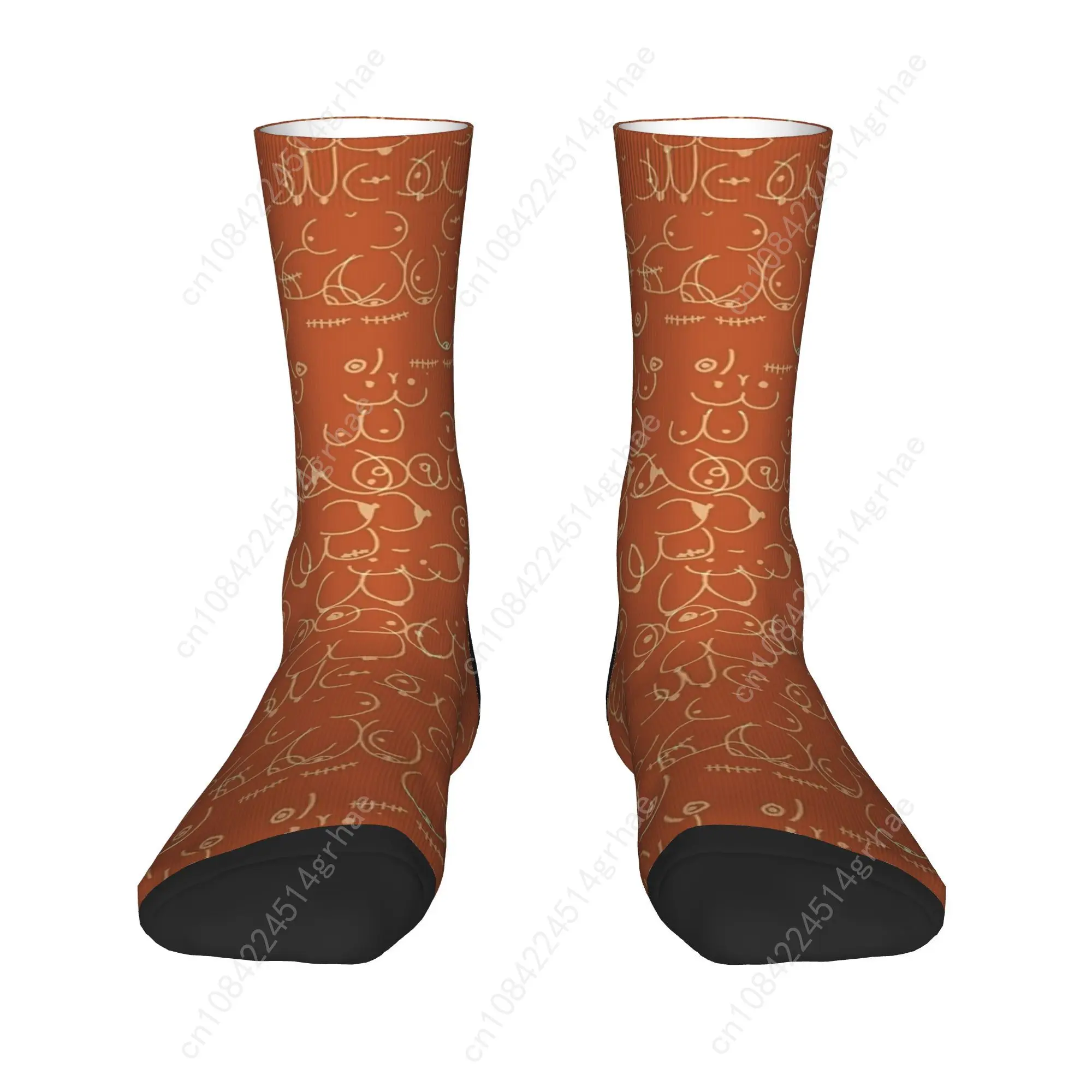 Terracotta Boobies Drawing Abstract Socks  Anti Skid Stockings Men Comfortable Outdoor Socks Autumn Gothic Graphic Socks