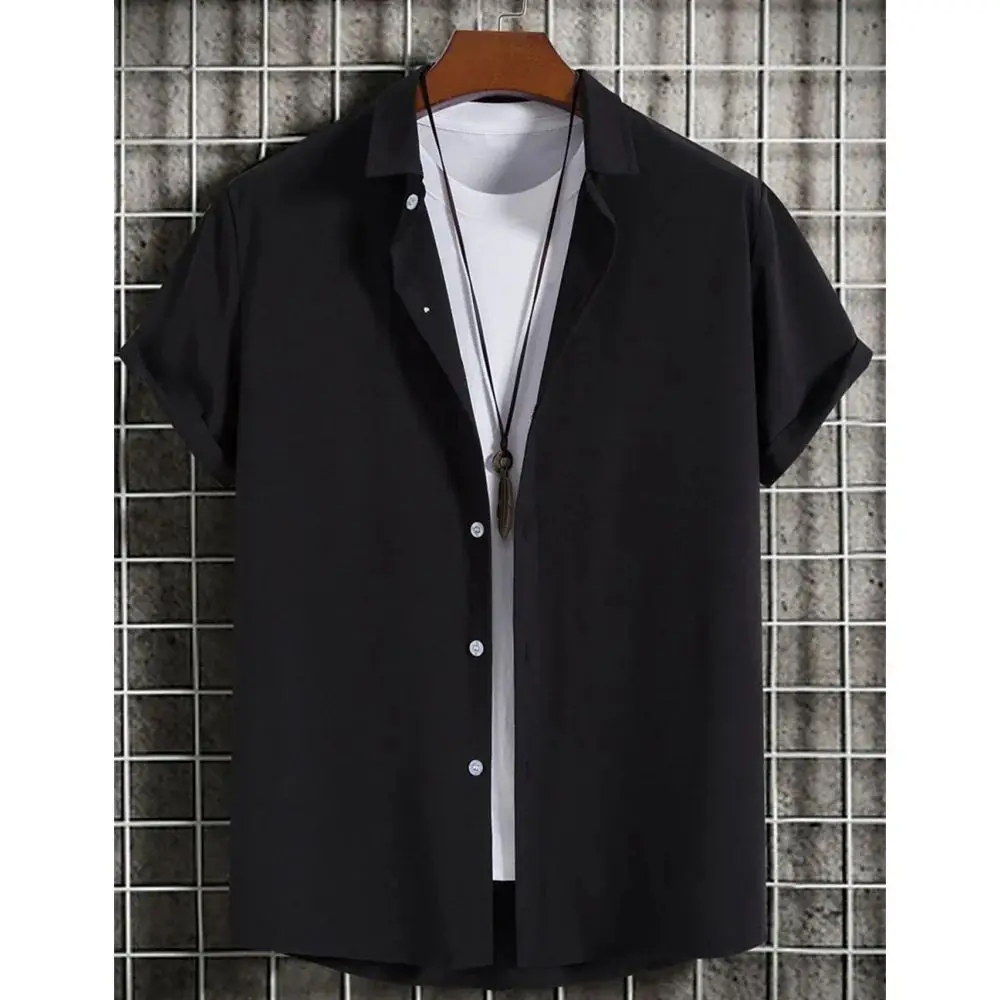 Men's 3D Print Simple Hawaiian Shirt for Summer Special Wide Fit Fleece Lined Nine Sleeve  Collar Autumn Collection