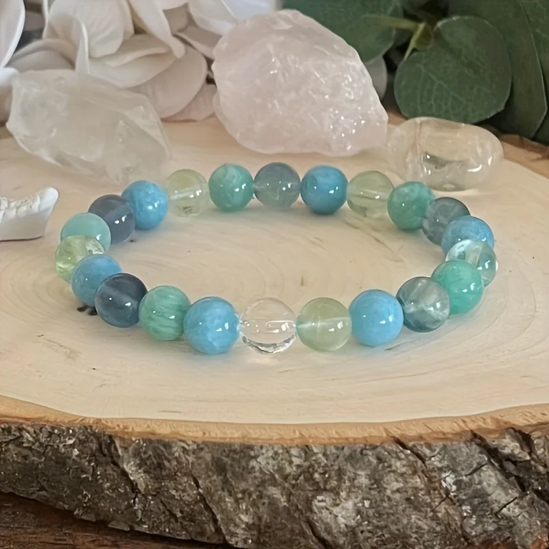 Fashion Emotion Healing Inner Strength Fluorite Sea Blue Treasure Tianhe Stone Bead Bracelet Soothing Stress Jewelry Gift