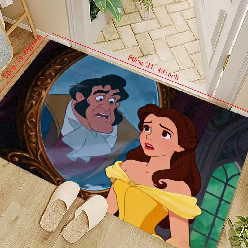 

1 шт. Disney Beauty and the Beast Belle Gaston напольный коврик, ковер с акцентом сказочной принцессы из мультфильма, противоскользящий моющийся ковер для