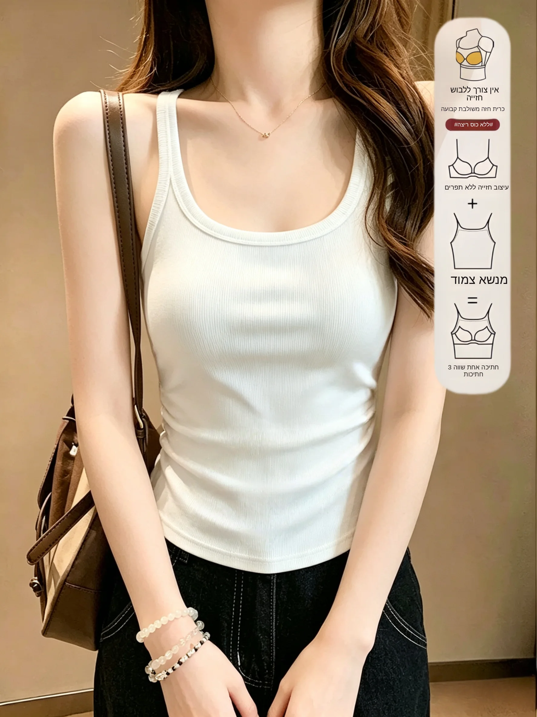

Women's Slim Fit Tank Top 95% Cotton Hanging Neck Strap Vest Spring Summer New Style Large Size Inner Wear Beautiful Back Out...