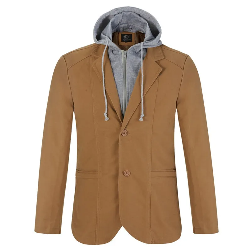 Unisex Cotton Spring Autumn Hooded Korean Style Detachable Suit Jacket Casual Long Sleeve Workwear Coat for Men And Women