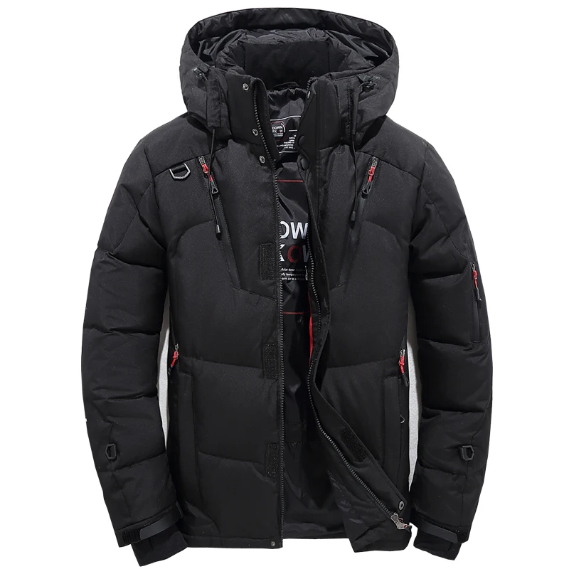 Men Winter White Duck Down Jackets Thicken Warm Hooded Parkas Homme Zipper Outwear Overcoat  AXP235