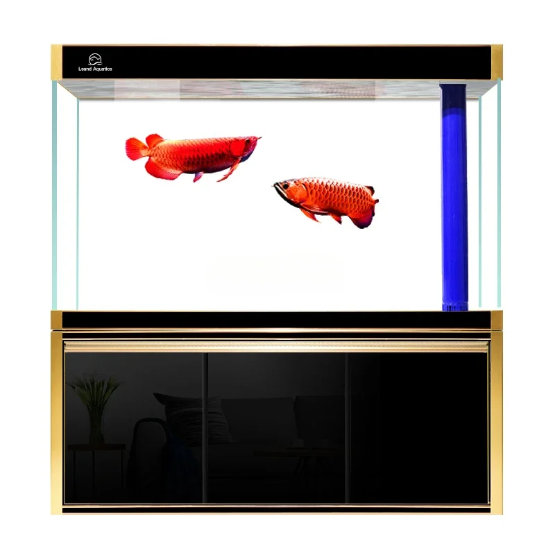 Aquarium Living Room Home Medium and Large Bottom Filter Change Water Gold Crystal Super White Glass Dragon Fish Tank