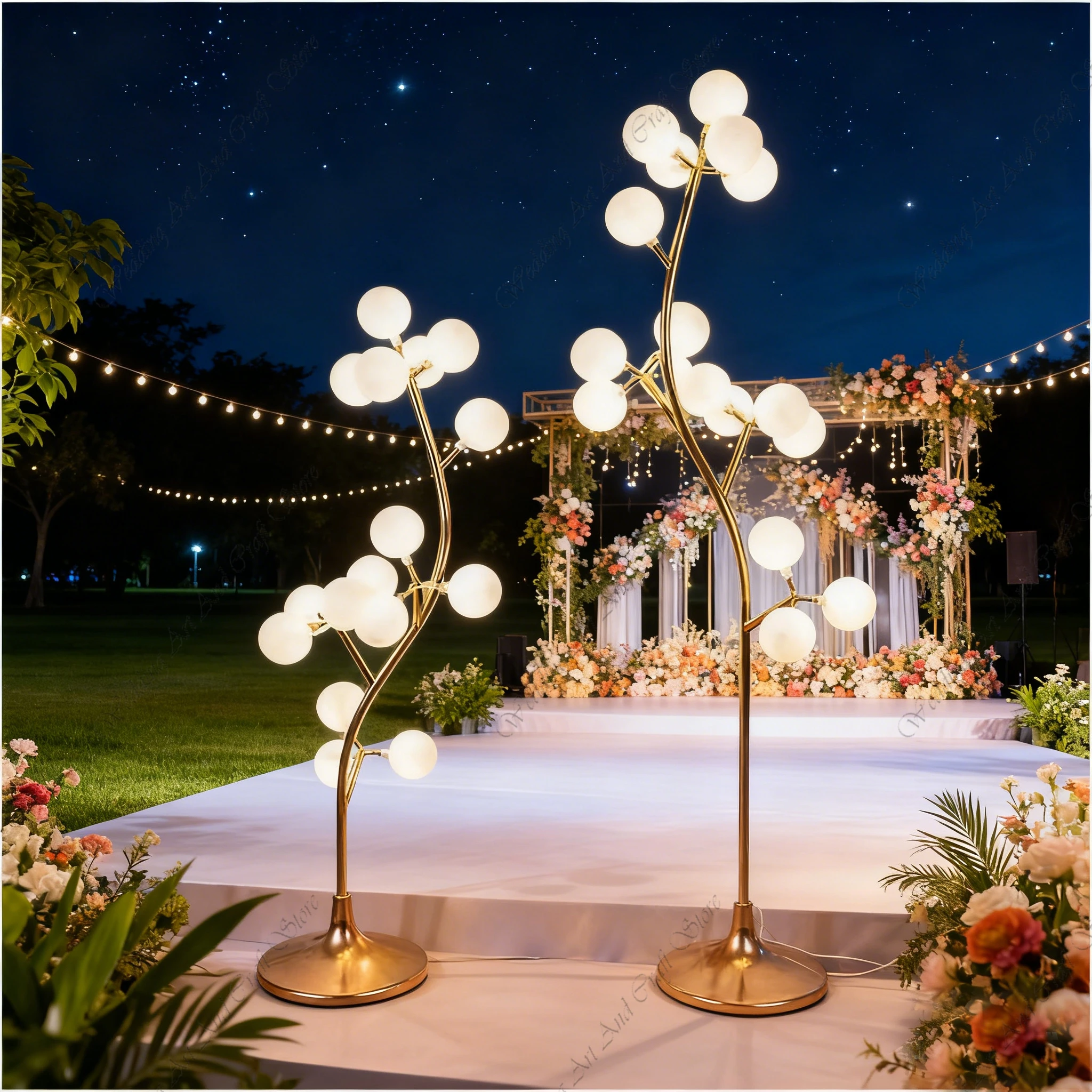 10pcs f30 1.4-1.6M Wedding Backdrop Stage Decorations LED Floor Light Tree Road Guide Glowing Gold Aisle Runner Props ivy551