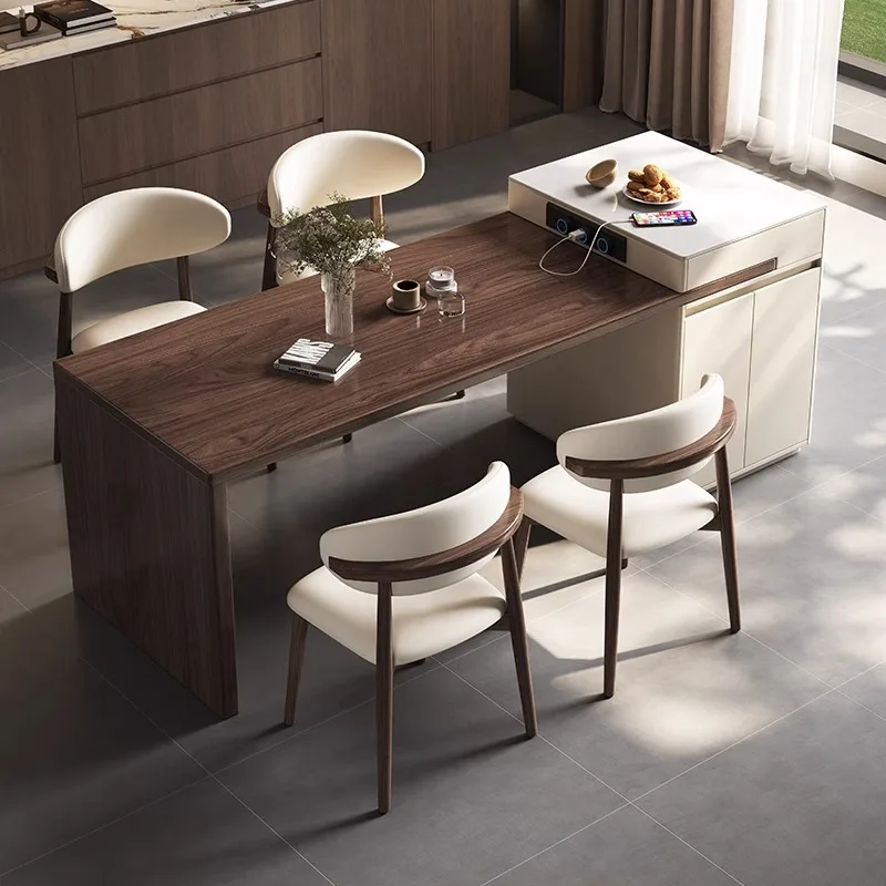 

North American Black Walnut Island dining table integrated modern simple living room household small apartment retractable