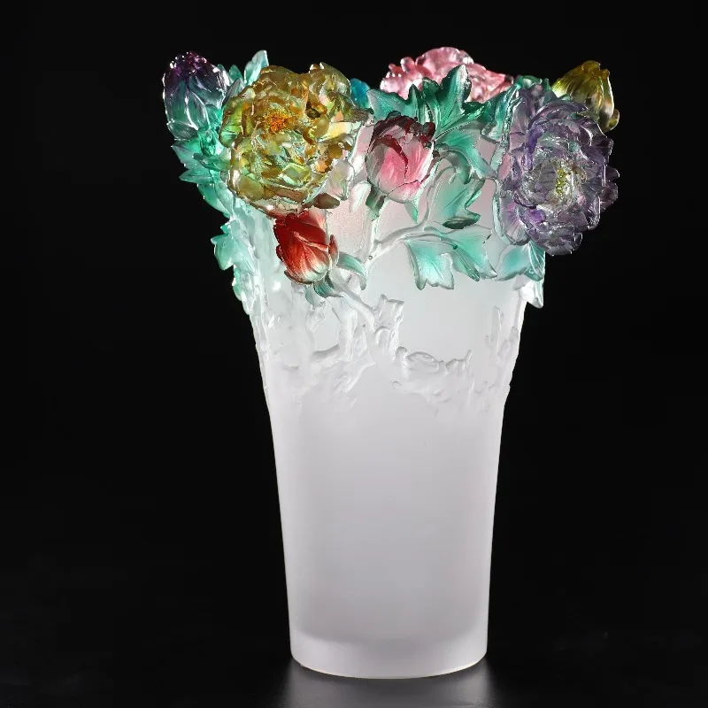 

Iced Peony Vase Glazed Crystal Frosted Translucent Finish Museum Quality Artwork Luxury Home Decor 2026 Collection