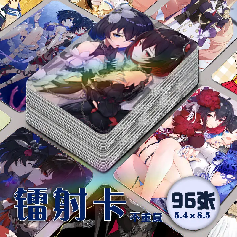 96 PCS Honkai Impact 3 Seele Vollerei Anime Laser Card Cosplay Rounded Corners LOMO Card Christmas Gifts Girls