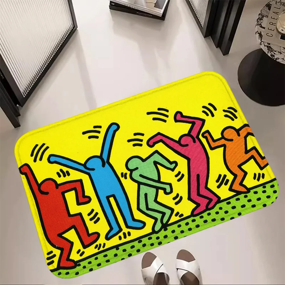 Entrance Doormat Keith Harings Floor Mat Art Bath Mat Foot Rug Kitchen Carpet Hallway Living Room Car Boot Christmas Home Decors