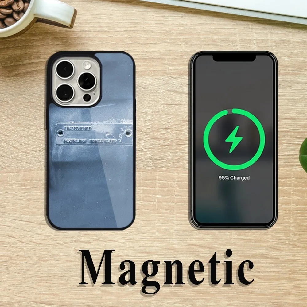 P-Post Singer M-Malones Phone Case For iPhone 11 12 13 14 15 Pro Max Plus Magsafe Magnetic Wireless Charging