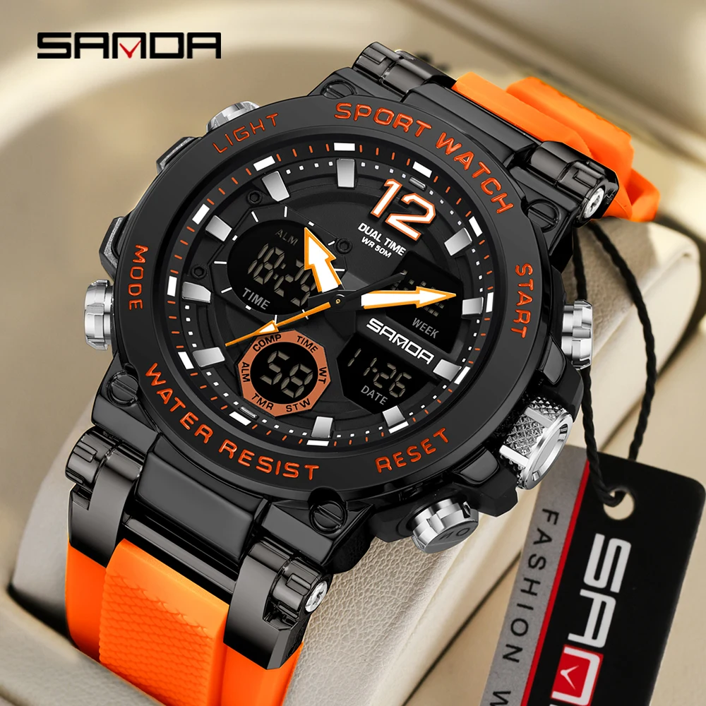 

SANDA 6178 Men's Electronic Watch Sports Multi functional Waterproof Alarm Clock Night Light LED Fashion Men's Electronic Watch