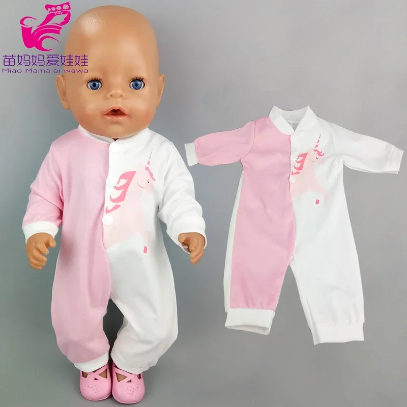 Doll Clothes 43 Cm Baby New Born Doll Hooded Rompers for 18 Inch Americanog Girl Doll Casual Wear