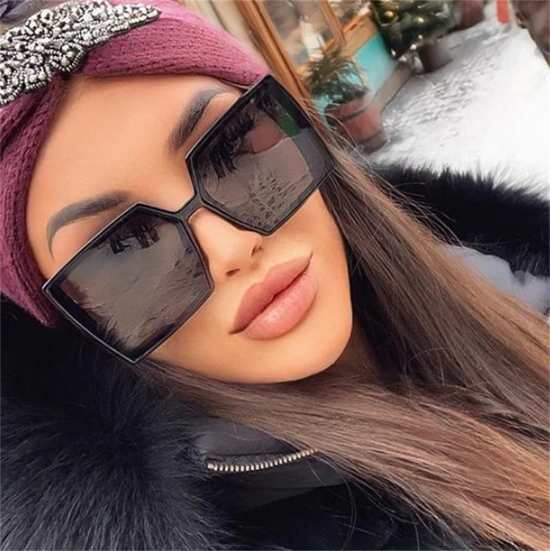 Vintage Black White Square Sunglasses Women Luxury Brand Ladies Trendy Designer Oversized Sun Glasss Female Big Frame Shades