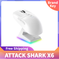 Attack Shark X6 Wireless Bluetooth Mouse PAW3395 26kDPI Three-mode Connected RGB Touch Magnetic Charging Dock Wired Mouse