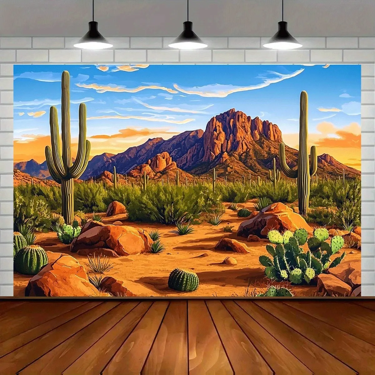 Large Desert Landscape Tapestry Boho Wall Art Saguaro Cactus Mountain Sunset Sunrise Backdrop 180x280cm