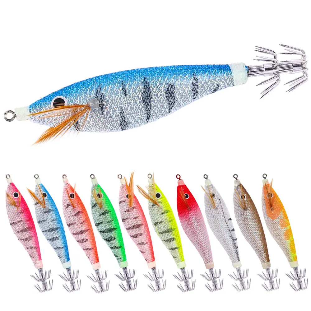 10cm 10g Fishing horizontal EGI Squid Jigs Fishing Lure Artificial Squid Hook Jigging Baits For Sea Fishing Cuttlefish Luminous