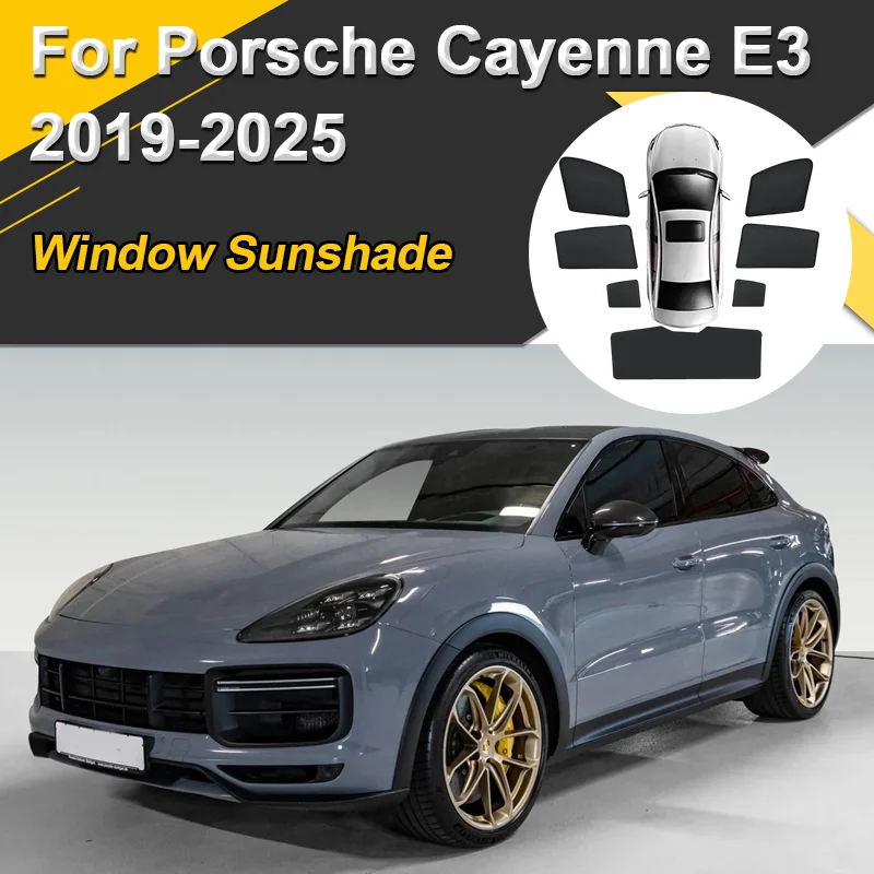 

Автомобильные солнцезащитные козырьки для Porsche Cayenne E3 2019-2025, сетчатые магнитные теплоизоляционные шторы, оконный козырек, автоаксессуары