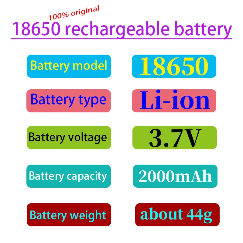 New 100% Original 18650 3.7V 2000mAh 18650 Lithium Rechargeable Battery Suitable for GTL Evrefire Flashlight Battery