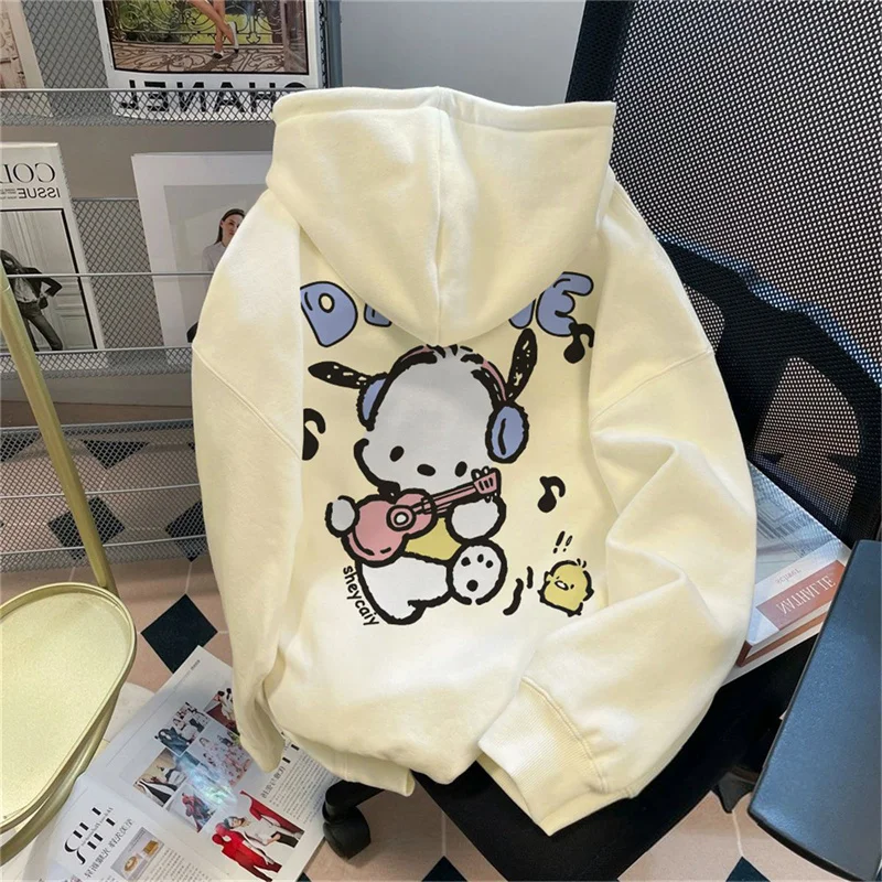 

Sanrio Kawaii Pochacco Sweatshirt Student Cartoon Cotton Hooded Sweatshirt for Women Autumn and Winter Oversize Couple Coat Gift