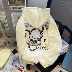 Sanrio Kawaii Pochacco bluza studencka Cartoon bawełniana bluza z kapturem dla kobiet jesień i zima Oversize płaszcz dla par prezent